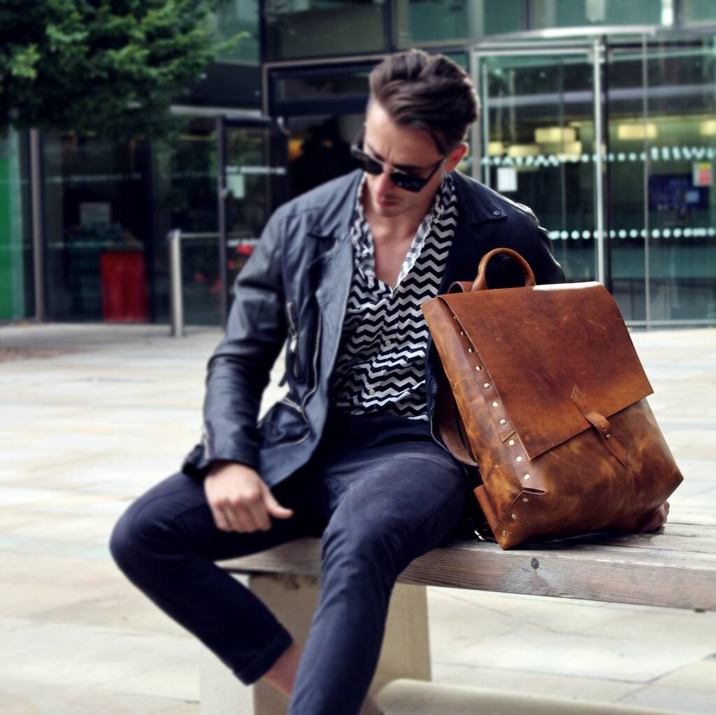 Handmade Personalised Gift For Men Leather Backpack, 1 of 12