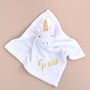 Personalised Unicorn White Baby Comforter, thumbnail 8 of 8