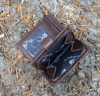 Women's Luxury Brown Leather Tab Trifold Purse Rfid Protected Personsalised, 6 of 7