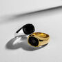 Black Onyx Oval Signet Ring 18 K Gold Plated Solid Silver, thumbnail 3 of 4