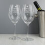 Personalised Hand Cut Heart Swarovski Wine Glasses, thumbnail 1 of 3