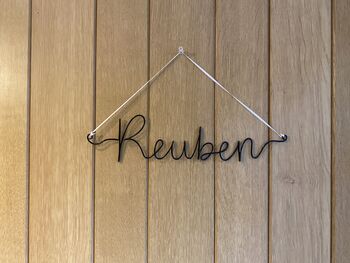 Custom Name Wire Sign Hung With Ribbon, 3 of 4
