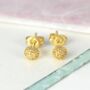 Bubble Rose Gold Plated Silver Tiny Ball Stud Earrings, thumbnail 2 of 7