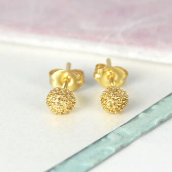 Bubble Rose Gold Plated Silver Tiny Ball Stud Earrings, 2 of 7