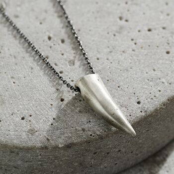 Men’s Oxidised Sterling Silver Sharks Tooth Necklace, 2 of 4