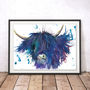 Splatter Highland Cow Watercolour Fine Art Giclée Print, thumbnail 1 of 3