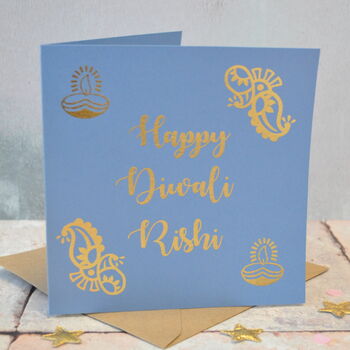 Personalised Gold Foiled Diwali Card, 3 of 4