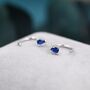 Sapphire Blue Cz Droplet Huggie Hoop Earrings Two, thumbnail 1 of 12