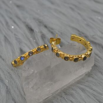 Labradorite Hoop Earrings: Silver Or Gold, 5 of 12