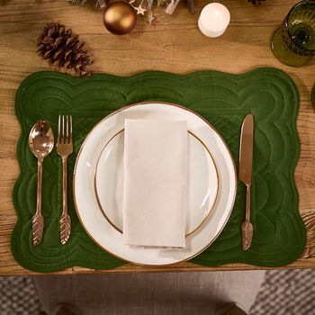 Emerald Quilted Scalloped Placemats, 3 of 5