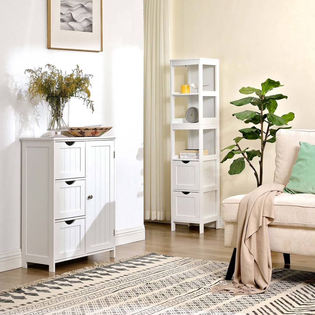 Storage Cabinet With Two Drawers And Three Open Shelves, 1 of 7