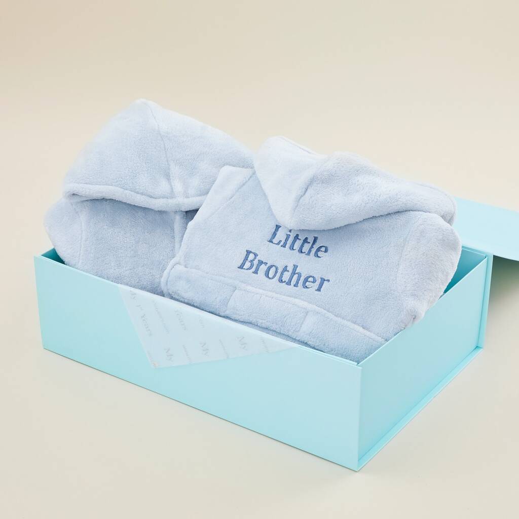 Big And Little Brother Blue Dressing Gown Set, 1 of 2