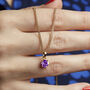 Gold Plated February Amethyst Birthstone Necklace, thumbnail 2 of 6