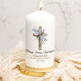 Floral Cross Holy Communion White Wax Pillar Candle, thumbnail 2 of 4