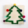 Pom Pom Christmas Tree Cushion Cover Easy Knitting Kit, thumbnail 2 of 9