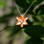 Lily Orange Tiger Lily Flower Pendant Necklace, thumbnail 1 of 3