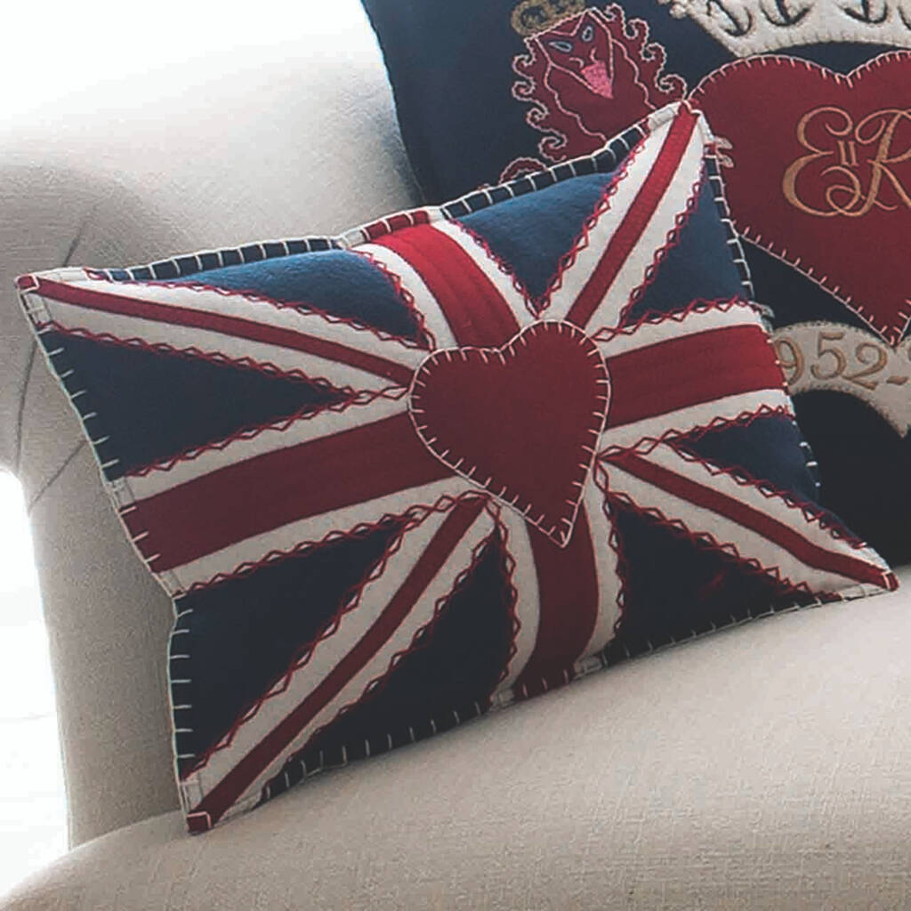 Hand Embroidered Mini Union Jack Cushion, 1 of 3