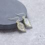 Gold Colour Crystal Encrusted Small Leaf Drop Earrings, thumbnail 2 of 3