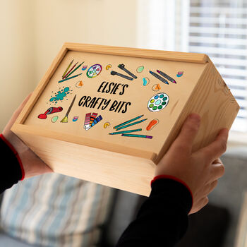 Personalised Craft Box With Sliding Lid, 4 of 5