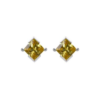 Sterling Silver Princess Cut Birthstone Earrings November Topaz, 4 of 6