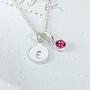 Sterling Silver October Birthstone Initial Necklace, thumbnail 1 of 5