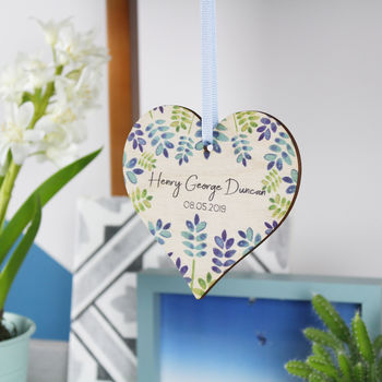 New Baby Wooden Heart Decoration Letterbox Gift, 6 of 8