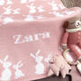 Personalised Knitted Mummy And Baby Bunny Blanket, thumbnail 4 of 11