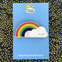 Rainbow And Cloud Kawaii Wooden Pin Or Brooch, thumbnail 3 of 6