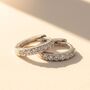 Diamond April Birthstone Small Silver Huggie Hoops, thumbnail 1 of 5