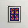 Se11 London Postcode Neon Typography Print, thumbnail 2 of 4