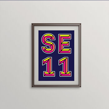 Se11 London Postcode Neon Typography Print, 2 of 4