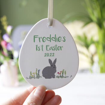 1st Easter Rabbit Egg Ceramic Hanging Decoration, 8 of 10