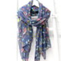 Personalised Blue Bird Print Scarf, thumbnail 1 of 4