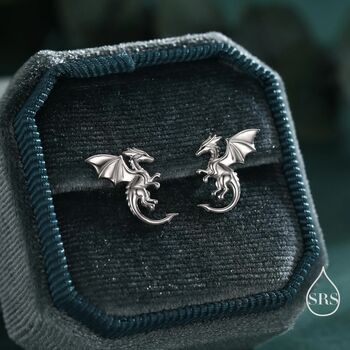Sterling Silver Dragon With Wings Stud Earrings, 5 of 12