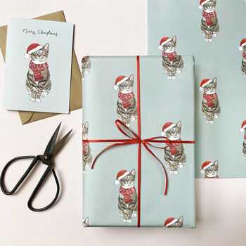 Brown Tabby Cat Christmas Wrapping Paper, 3 of 3