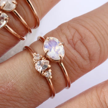 Demi Dainty 9ct Gold Pear Morganite And Sapphire Ring, 5 of 6