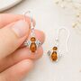 Sterling Silver Baltic Amber Bee Drop Earrings – 15mm, thumbnail 1 of 6