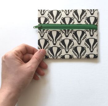 Badger Coin Purse. Handmade Cotton Pouch, 2 of 3