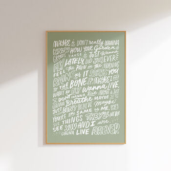Oasis, Live Forever Song Lyrics Wall Art Print, 6 of 8