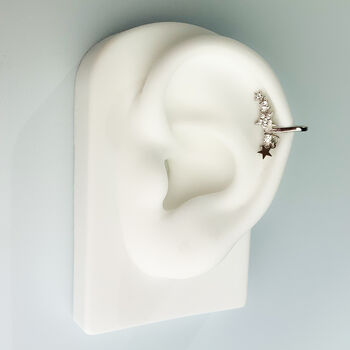 Sterling Silver Sparkly Star Ear Cuff, 2 of 5