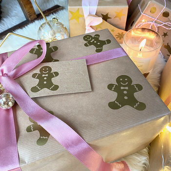 Gingerbread Man Christmas Gift Stickers, 4 of 9