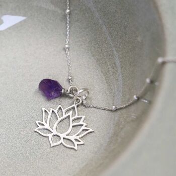 Sterling Silver Lotus Flower Necklace, 5 of 6