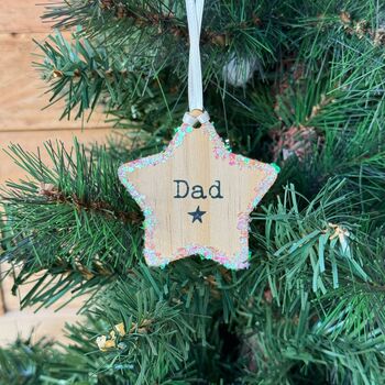 Personalised Wooden Star Bauble / Place Setting In One, 7 of 9