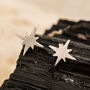 Brushed Recycled Silver North Star Stud Earrings, thumbnail 1 of 4