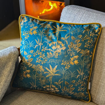 Luxury Super Soft Velvet Cushion Rainforest Teal With Optional Piping, 3 of 9