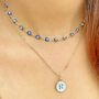 Personalized Layered Evil Eye Initial Choker Necklace, thumbnail 1 of 5