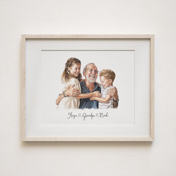 Anniversary Family Portrait Gift – Hand Drawn Watercolor Art Print, 3 of 10