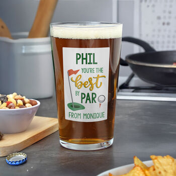 Personalised Best By Par Beer Glass Golf Gift, 3 of 3