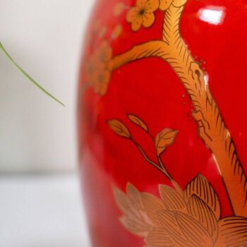 Red Gold Floral Pattern Oriental Ceramic Porcelain, 3 of 8