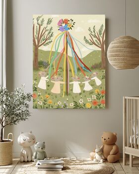 Maypole Dancing Mice Nursery Art Print, 2 of 5